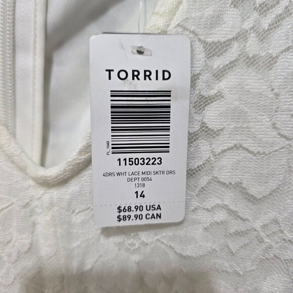 Torrid White Lace Midi Dress 14 | Bridal Flutter Sleeve Fit & Flare Romantic For - Picture 2 of 16